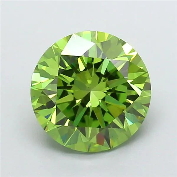 3.00ct Round Lab Grown Diamond (Colour Fancy Vivid Green, Clarity VS1, Cut EX, IGI Certified)