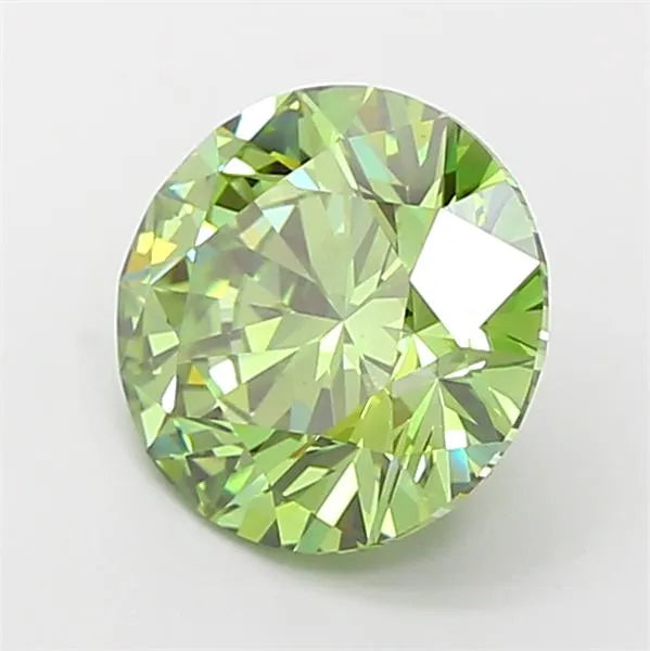 3.00ct Round Lab Grown Diamond (Colour Fancy Vivid Green, Clarity VS1, Cut ID, IGI Certified)