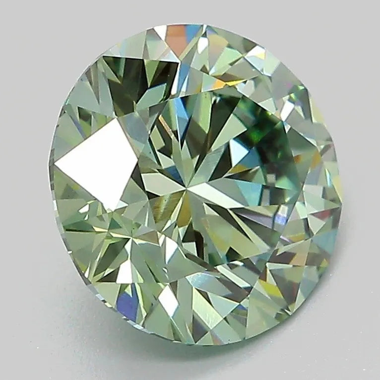3.00ct Round Lab Grown Diamond (Colour Fancy Vivid Green, Clarity VS1, Cut ID, IGI Certified)