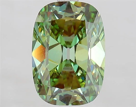 3.01ct Cushion brilliant Lab Grown Diamond (Colour Fancy Vivid Green, Clarity VVS2, IGI Certified)