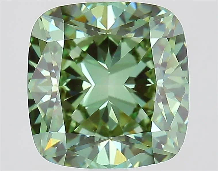 3.01ct Cushion modified Lab Grown Diamond (Colour Fancy Vivid Green, Clarity VS1, IGI Certified)