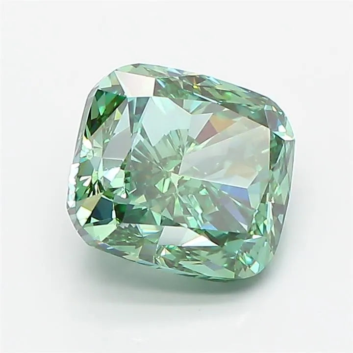 3.01ct Cushion modified Lab Grown Diamond (Colour Fancy Vivid Green, Clarity VS1, IGI Certified)