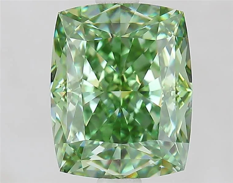 3.01ct Cushion modified Lab Grown Diamond (Colour Fancy Vivid Green, Clarity VVS2, IGI Certified)
