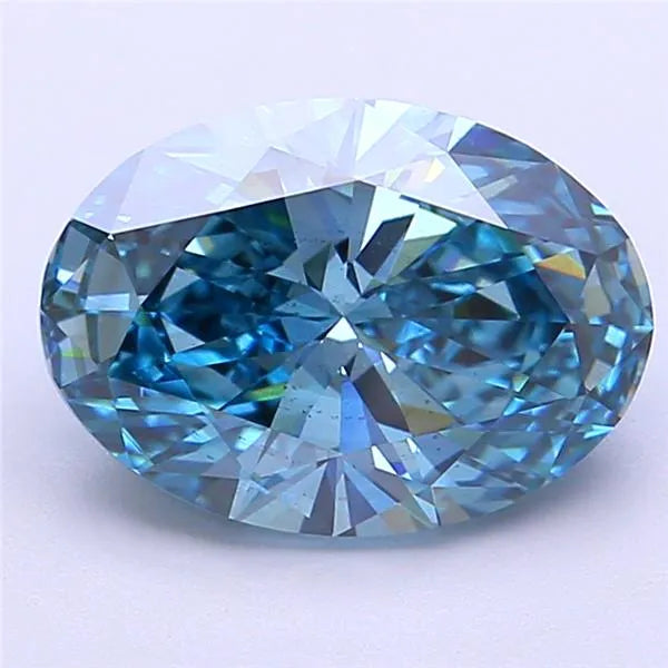 3.01ct Oval Lab Grown Diamond (Colour Fancy Vivid Blue, Clarity SI1, IGI Certified)