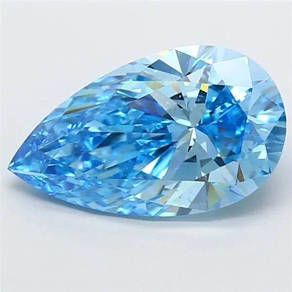 3.01ct Pear Lab Grown Diamond (Colour Fancy Vivid Blue, Clarity VS1, IGI Certified)