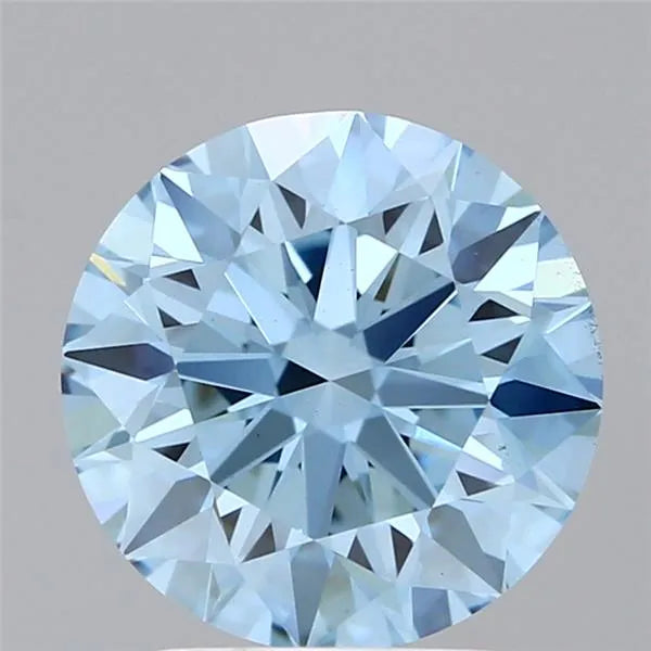 3.01ct Round Lab Grown Diamond (Colour Fancy Vivid Blue, Clarity VS2, Cut EX, IGI Certified)