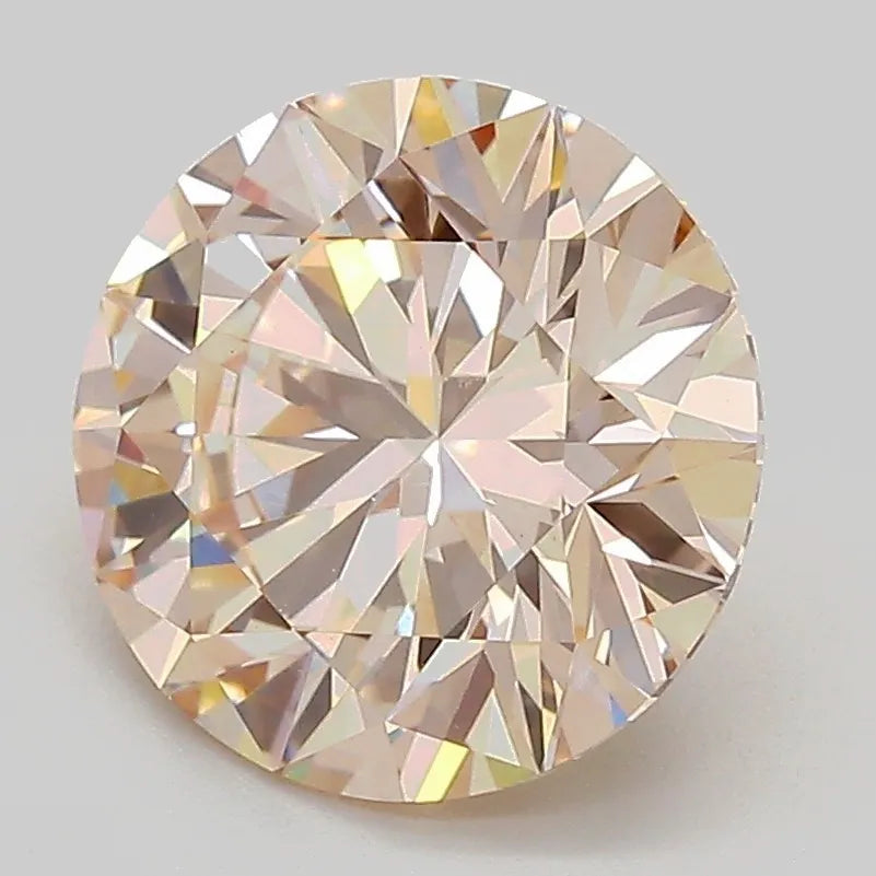 3.01ct Round Lab Grown Diamond (Colour Very Light Pinkish Brown, Clarity VS1, Cut ID, IGI Certified)