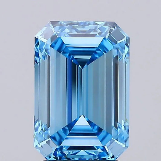 3.02ct Emerald Lab Grown Diamond (Colour Fancy Vivid Blue, Clarity IF, IGI Certified)