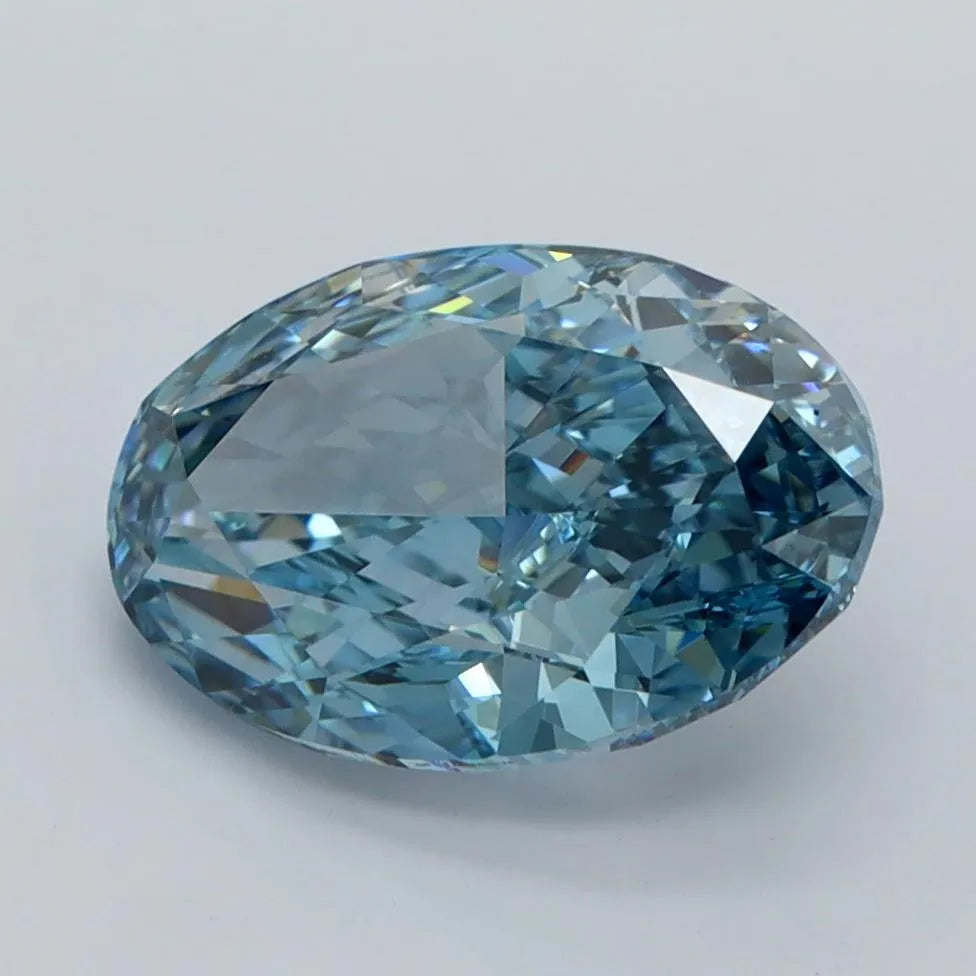3.02ct Oval Lab Grown Diamond (Colour Fancy Vivid Blue, Clarity VVS1, IGI Certified)