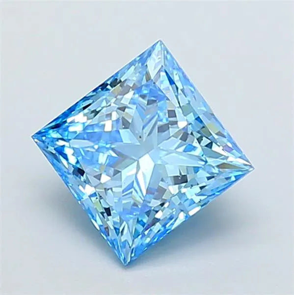 3.02ct Princess Lab Grown Diamond (Colour Fancy Vivid Blue, Clarity SI1, IGI Certified)