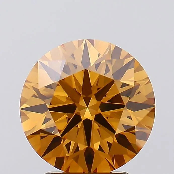 3.02ct Round Lab Grown Diamond (Colour Fancy Orangey Brown, Clarity VS1, Cut ID, IGI Certified)