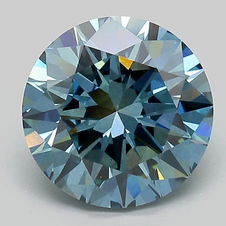 3.02ct Round Lab Grown Diamond (Colour Fancy Vivid Blue, Clarity SI1, Cut EX, IGI Certified)