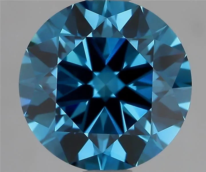 3.02ct Round Lab Grown Diamond (Colour Fancy Vivid Blue, Clarity VS1, Cut ID, IGI Certified)