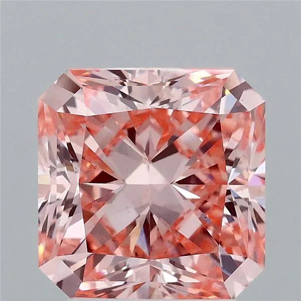 3.02ct Square radiant Lab Grown Diamond (Colour Fancy Intense Orangey Pink, Clarity VS1, IGI Certified)