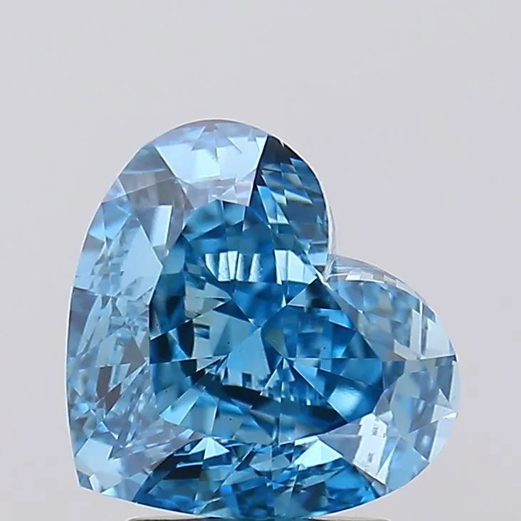 3.03ct Heart Lab Grown Diamond (Colour Fancy Vivid Blue, Clarity VVS2, IGI Certified)