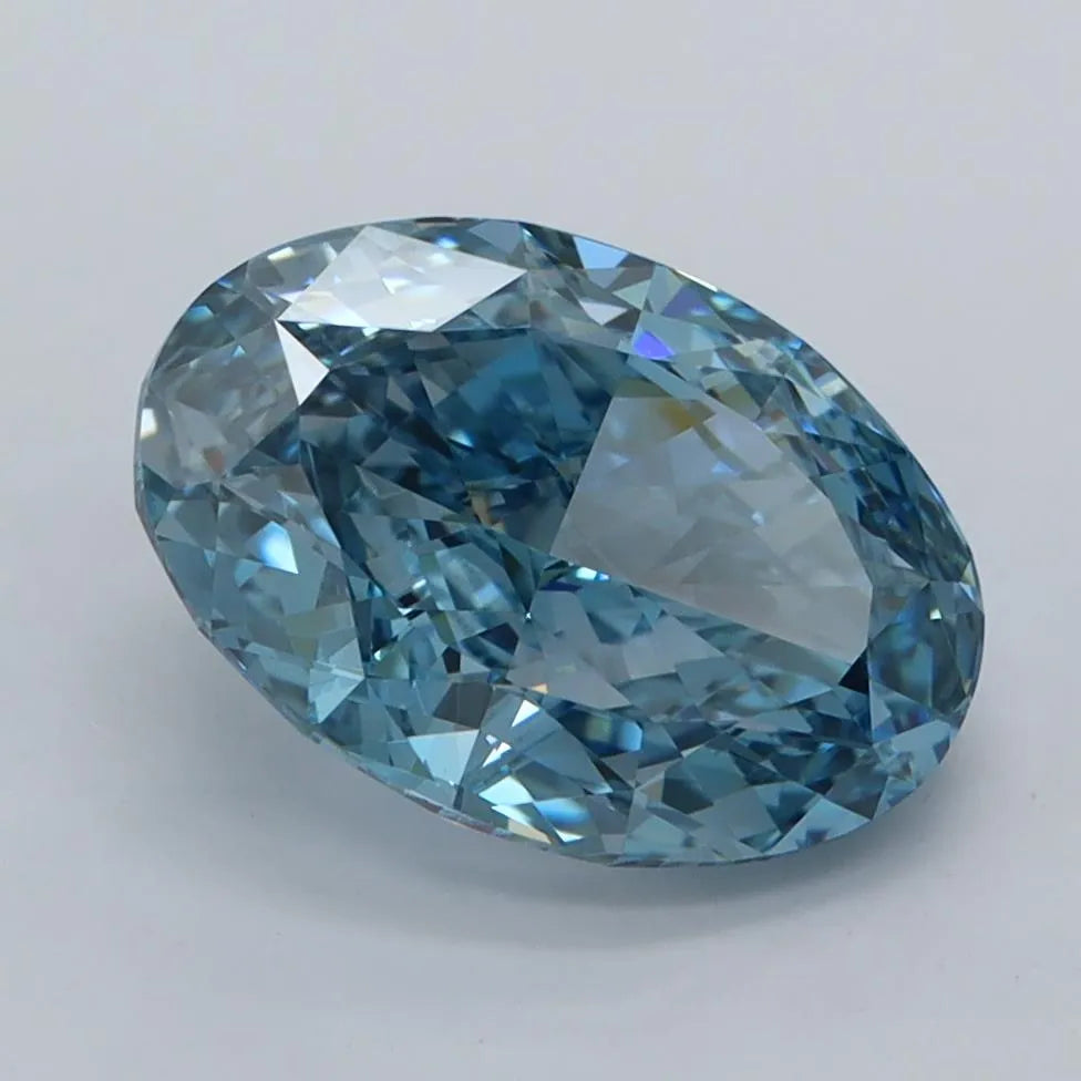 3.03ct Oval Lab Grown Diamond (Colour Fancy Vivid Blue, Clarity VS1, IGI Certified)