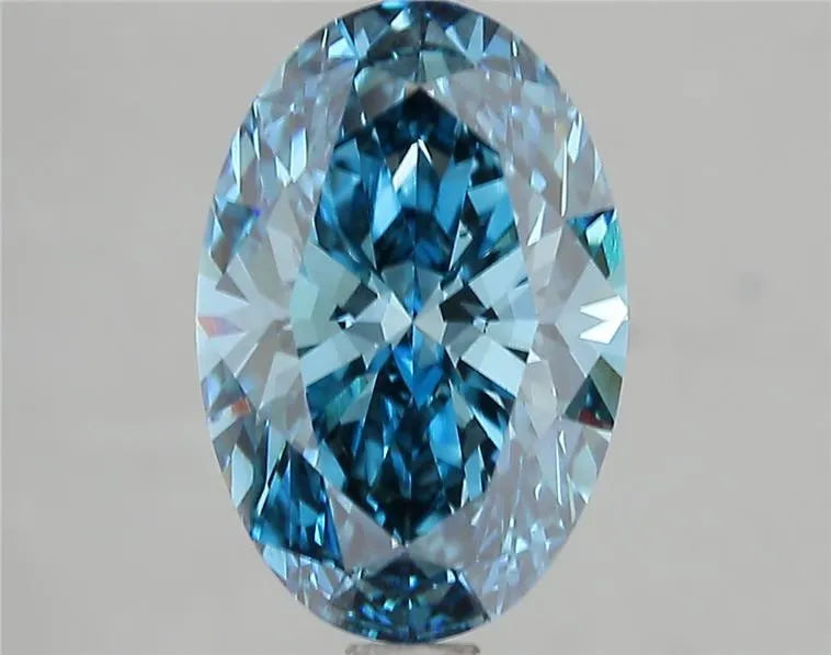 3.03ct Oval Lab Grown Diamond (Colour Fancy Vivid Blue, Clarity VS2, IGI Certified)