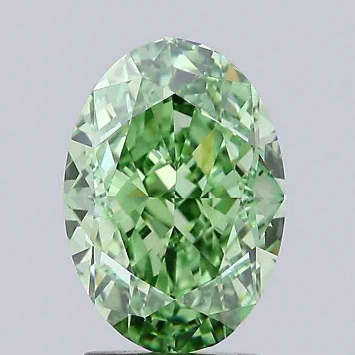 3.03ct Oval Lab Grown Diamond (Colour Fancy Vivid Green, Clarity VVS1, IGI Certified)