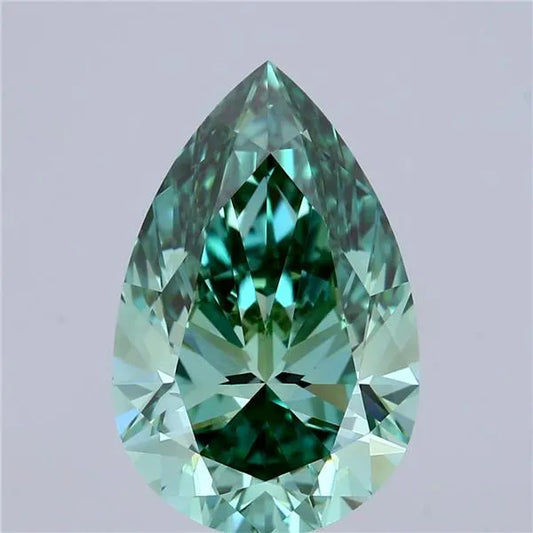 3.03ct Pear Lab Grown Diamond (Colour Fancy Vivid Green, Clarity VVS2, IGI Certified)