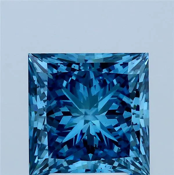 3.03ct Princess Lab Grown Diamond (Colour Fancy Vivid Blue, Clarity SI1, IGI Certified)