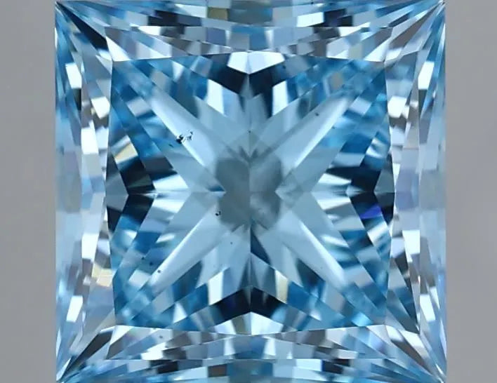 3.03ct Princess Lab Grown Diamond (Colour Fancy Vivid Blue, Clarity SI1, IGI Certified)