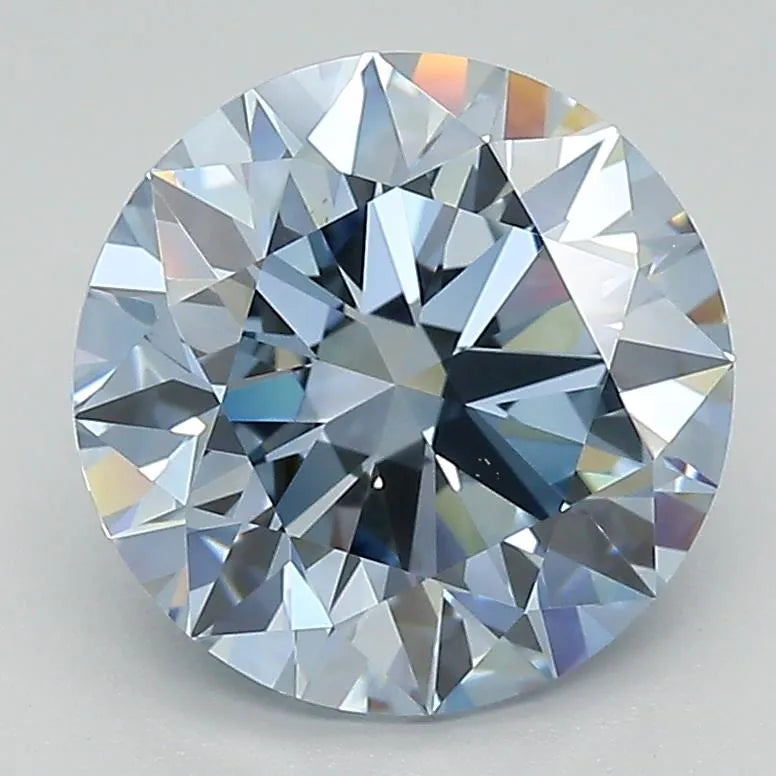 3.03ct Round Lab Grown Diamond (Colour Fancy Intense Blue, Clarity VS2, Cut ID, IGI Certified)