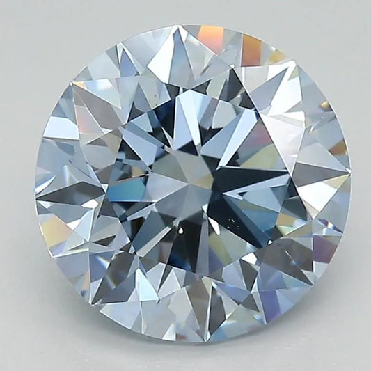 3.03ct Round Lab Grown Diamond (Colour Fancy Intense Blue, Clarity VS2, Cut ID, IGI Certified)
