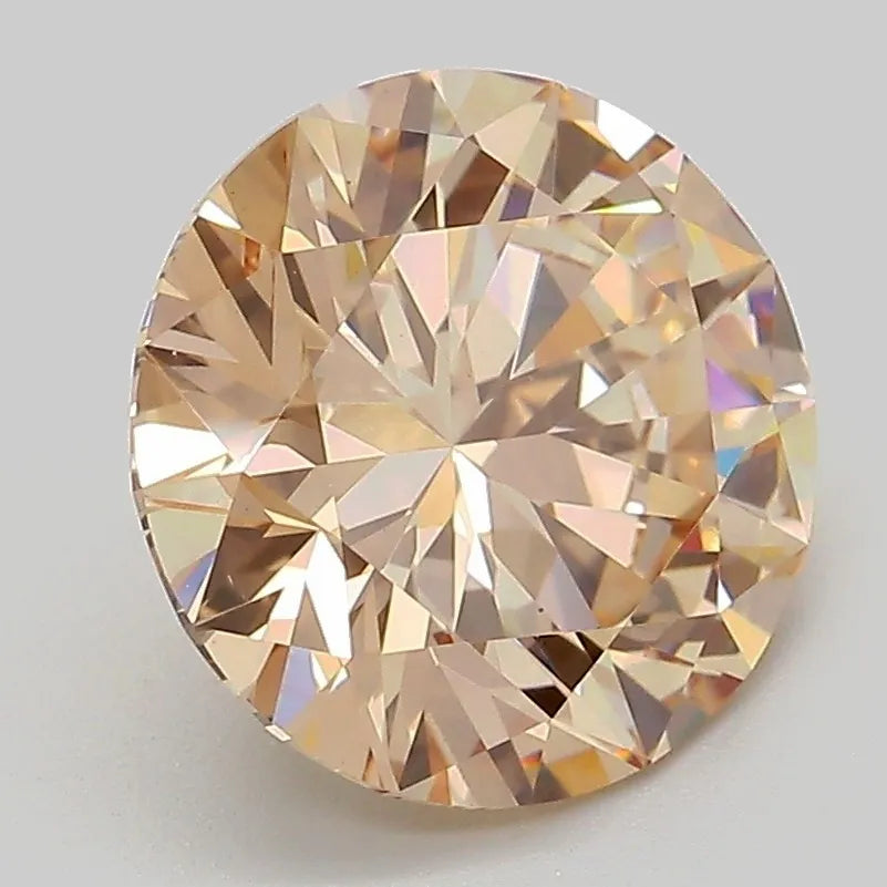 3.03ct Round Lab Grown Diamond (Colour Fancy Light Brown, Clarity VS1, Cut EX, IGI Certified)
