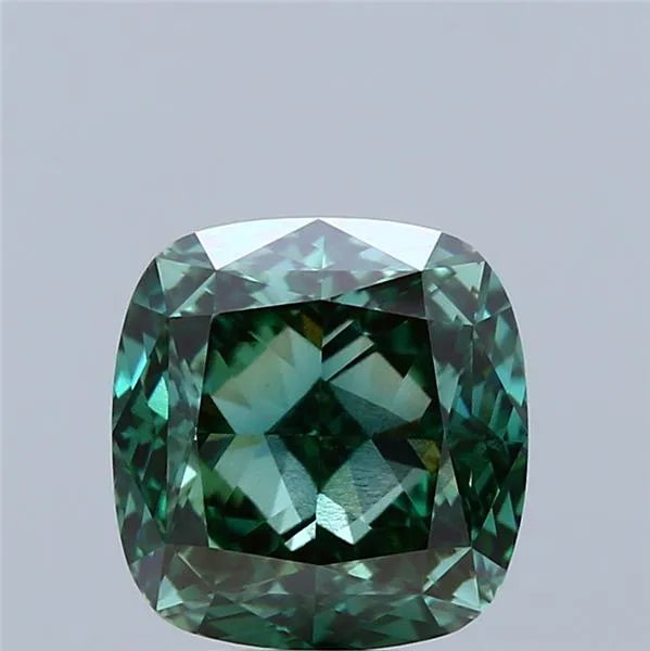 3.04ct Cushion modified Lab Grown Diamond (Colour Fancy Vivid Green, Clarity SI1, IGI Certified)