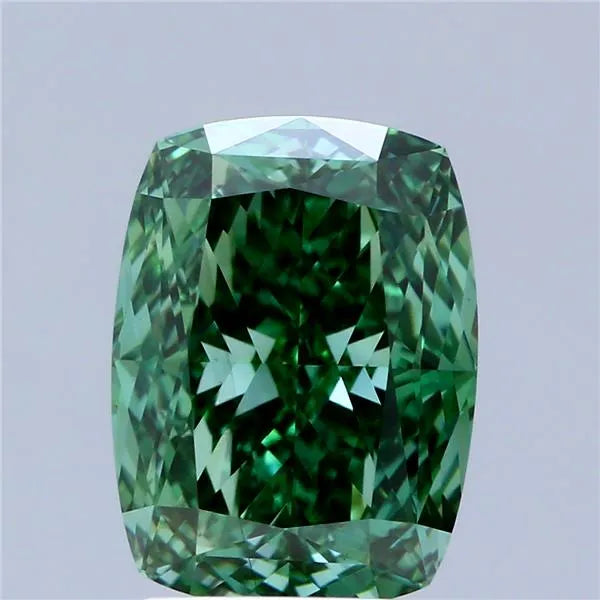 3.04ct Cushion modified Lab Grown Diamond (Colour Fancy Vivid Green, Clarity VS1, IGI Certified)