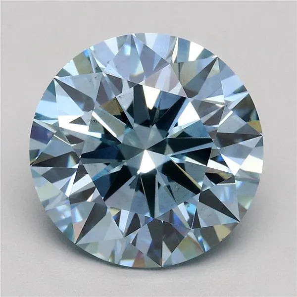 3.04ct Round Lab Grown Diamond (Colour Fancy Blue, Clarity SI1, Cut ID, IGI Certified)