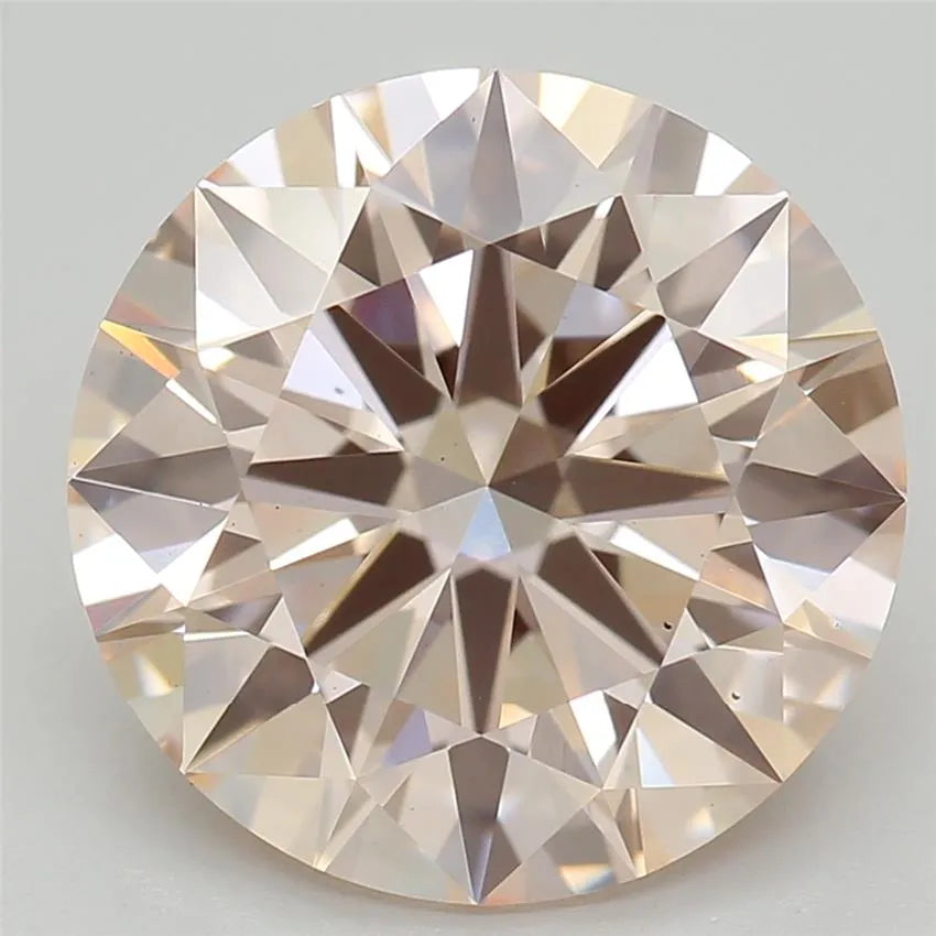3.04ct Round Lab Grown Diamond (Colour Fancy Intense Orangey Pink, Clarity VS2, Cut ID, IGI Certified)
