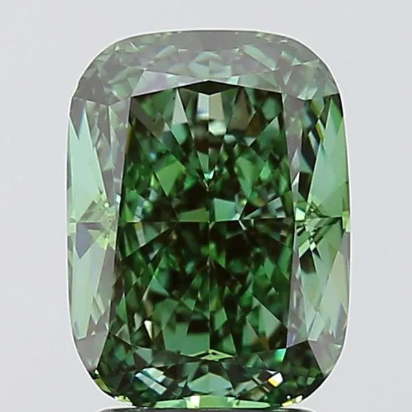 3.05ct Cushion modified Lab Grown Diamond (Colour Fancy Vivid Green, Clarity VS1, IGI Certified)