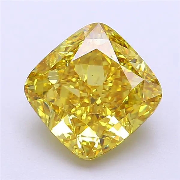 3.05ct Cushion modified Lab Grown Diamond (Colour Fancy Vivid Yellow, Clarity VS1, IGI Certified)