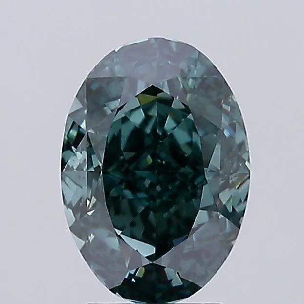 3.05ct Oval Lab Grown Diamond (Colour Fancy Deep Blueish Green, Clarity VS1, IGI Certified)
