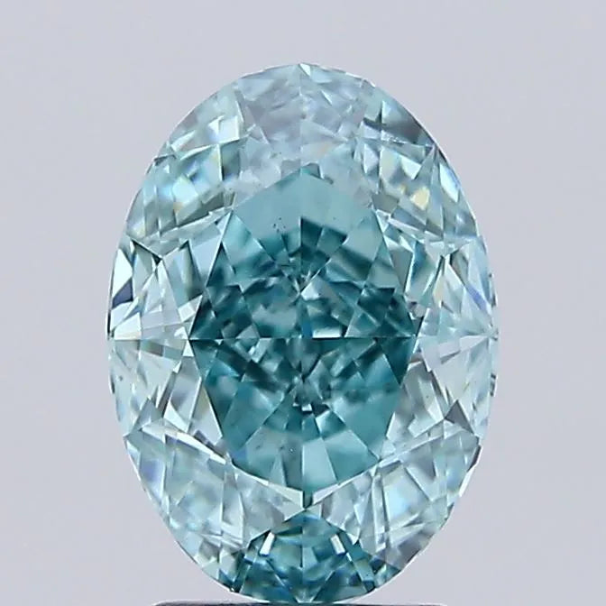 3.05ct Oval Lab Grown Diamond (Colour Fancy Vivid Blueish Green, Clarity VS1, IGI Certified)