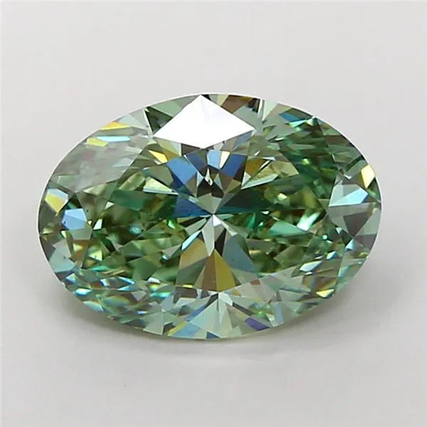 3.05ct Oval Lab Grown Diamond (Colour Fancy Vivid Green, Clarity VS2, IGI Certified)