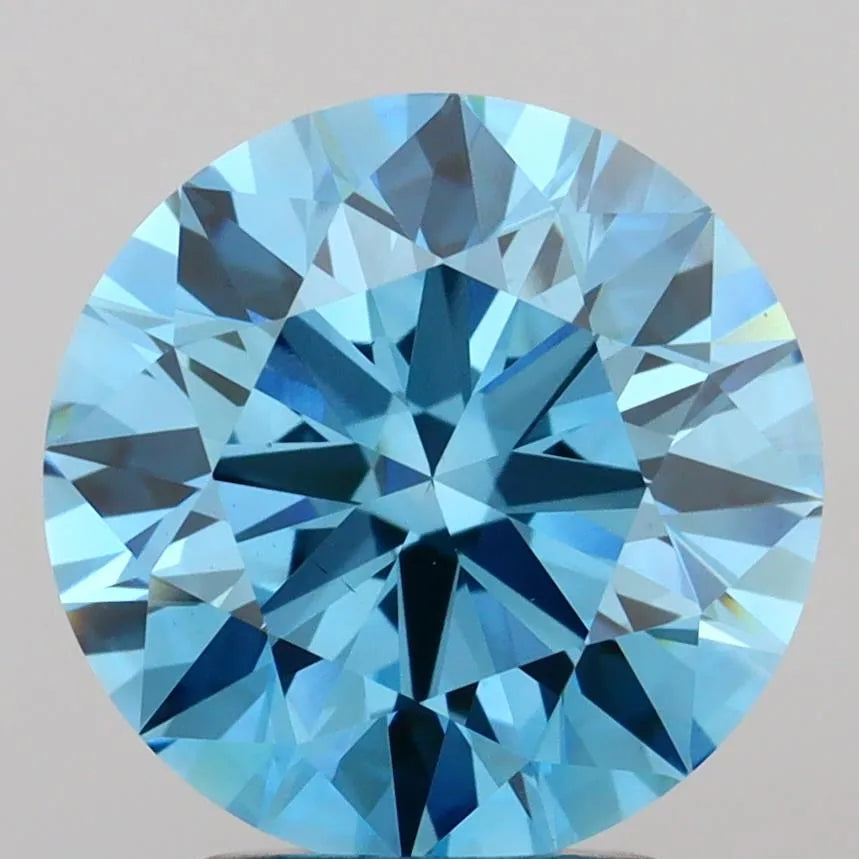 3.05ct Round Lab Grown Diamond (Colour Fancy Vivid Blue, Clarity VS1, Cut ID, IGI Certified)