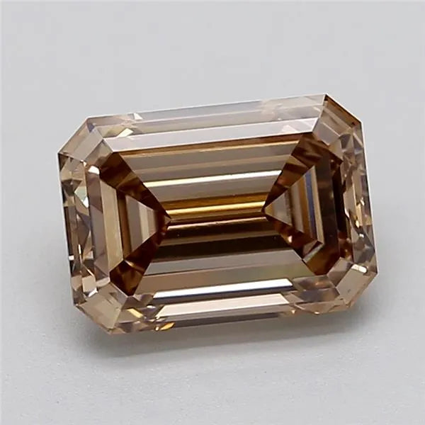 3.06ct Emerald Lab Grown Diamond (Colour Fancy Brown, Clarity VS1, IGI Certified)