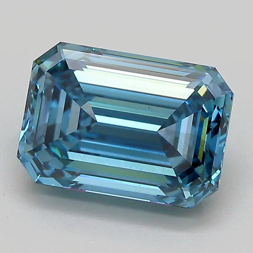 3.06ct Emerald Lab Grown Diamond (Colour Fancy Vivid Blue, Clarity SI1, IGI Certified)