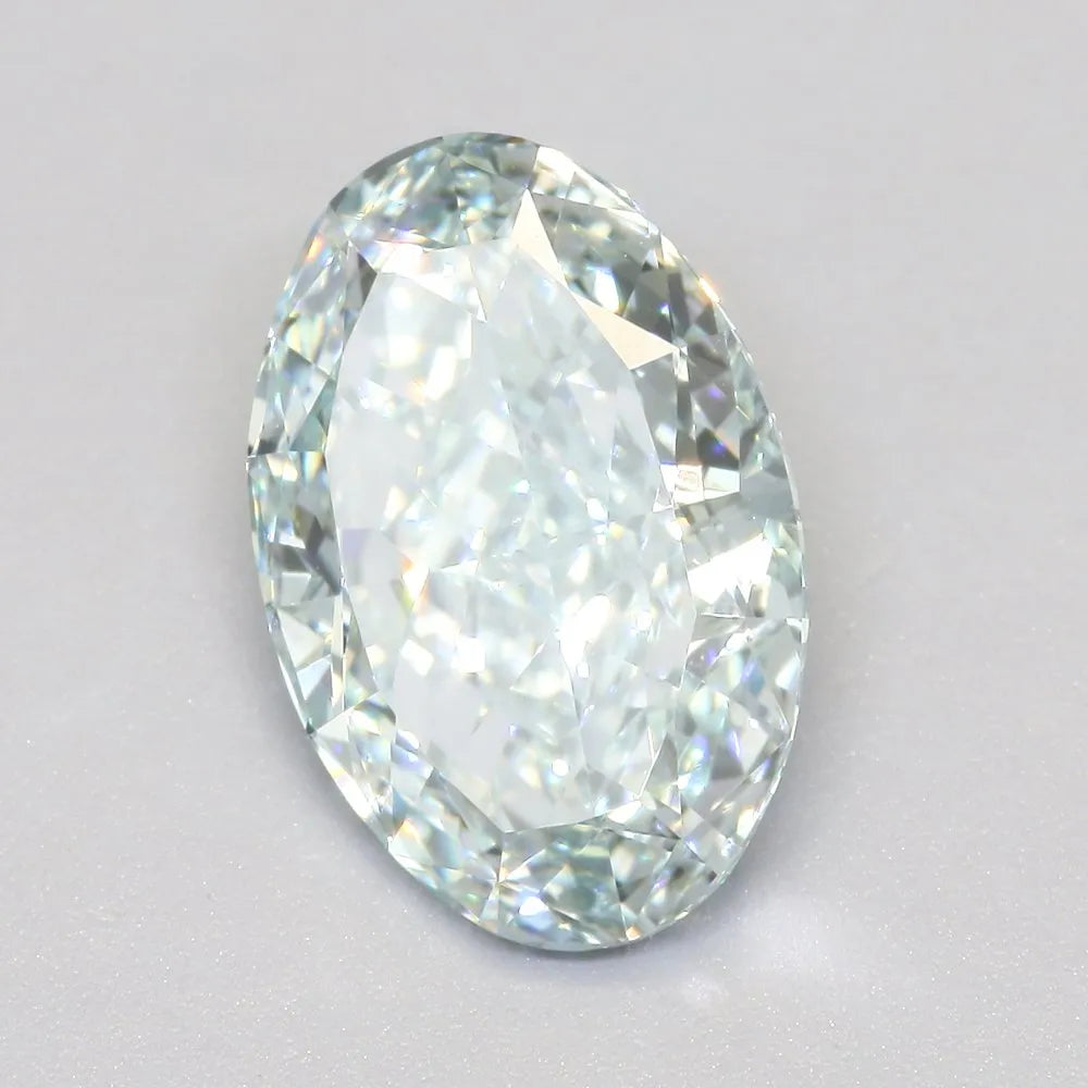 3.06ct Oval Lab Grown Diamond (Colour Fancy Blueish Green, Clarity VVS2, IGI Certified)