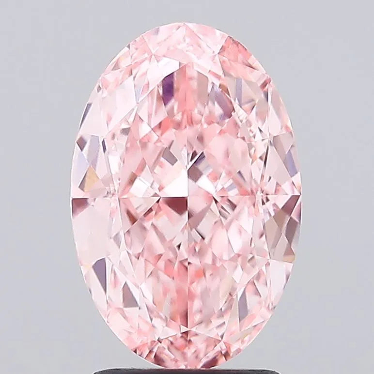 3.06ct Oval Lab Grown Diamond (Colour Fancy Vivid Pink, Clarity VVS2, IGI Certified)