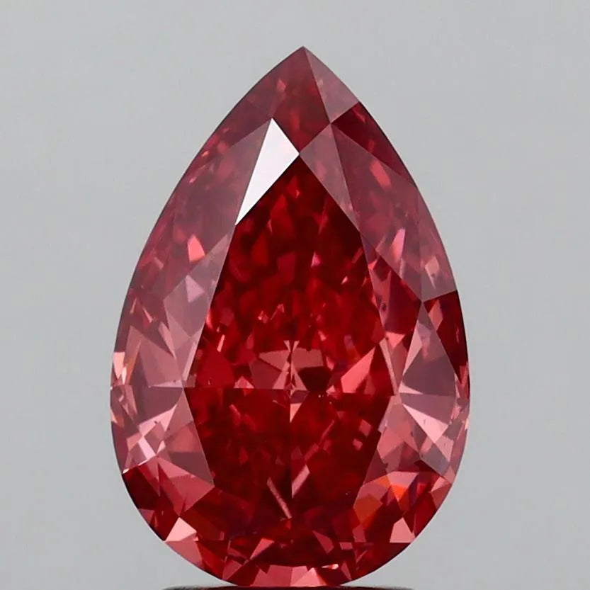 3.06ct Pear Lab Grown Diamond (Colour Fancy Vivid Brownish Pink, Clarity VS2, IGI Certified)