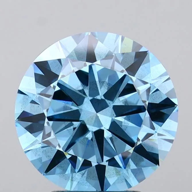 3.06ct Round Lab Grown Diamond (Colour Fancy Vivid Blue, Clarity SI1, Cut EX, IGI Certified)