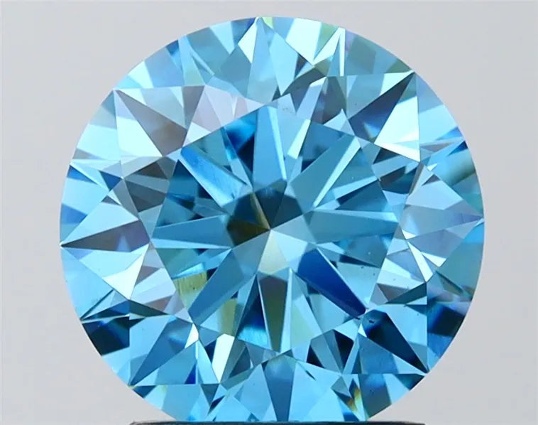 3.06ct Round Lab Grown Diamond (Colour Fancy Vivid Blue, Clarity VS1, Cut ID, IGI Certified)