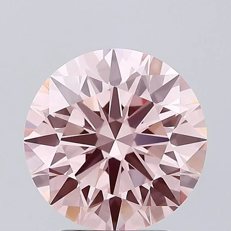 3.06ct Round Lab Grown Diamond (Colour Fancy Vivid Pink, Clarity VVS2, Cut EX, IGI Certified)