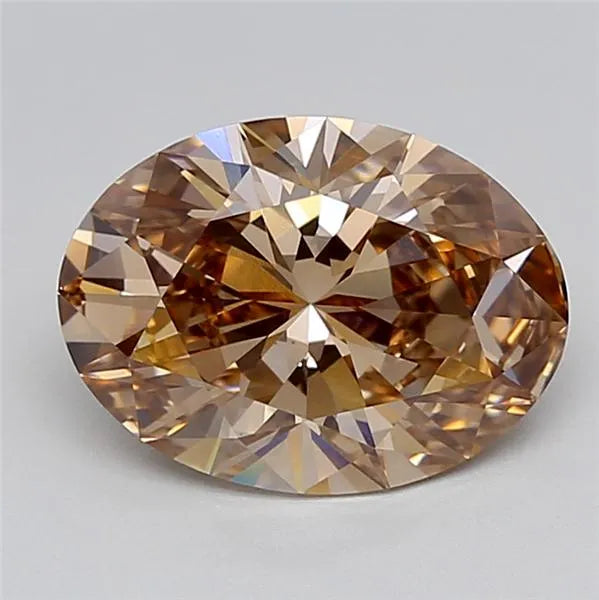 3.07ct Oval Lab Grown Diamond (Colour Fancy Light Brown, Clarity VVS2, IGI Certified)
