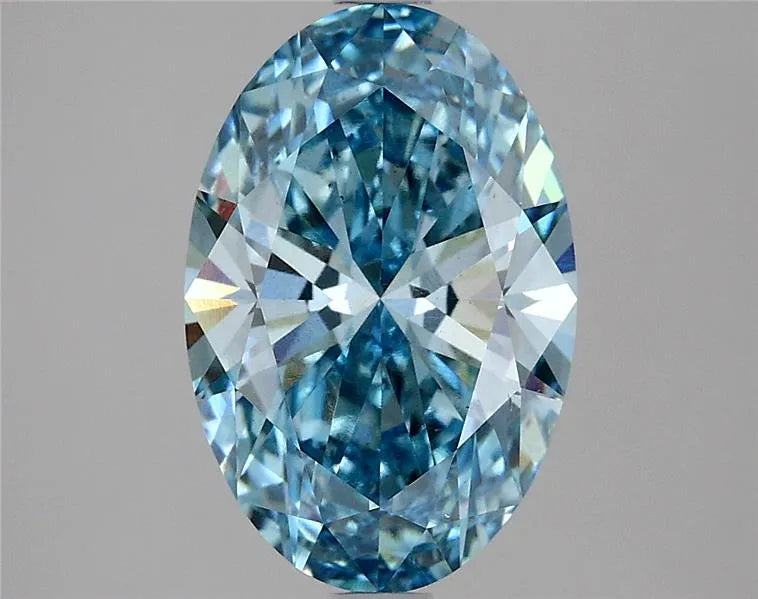 3.07ct Oval Lab Grown Diamond (Colour Fancy Vivid Blue, Clarity VS2, IGI Certified)