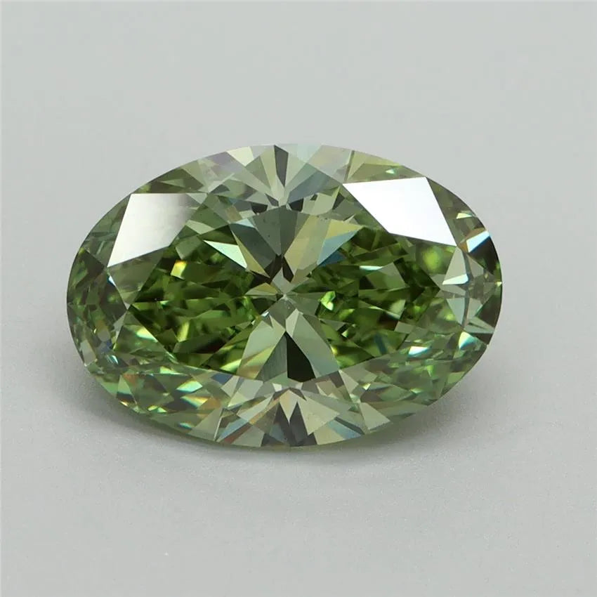 3.07ct Oval Lab Grown Diamond (Colour Fancy Vivid Green, Clarity VS1, IGI Certified)
