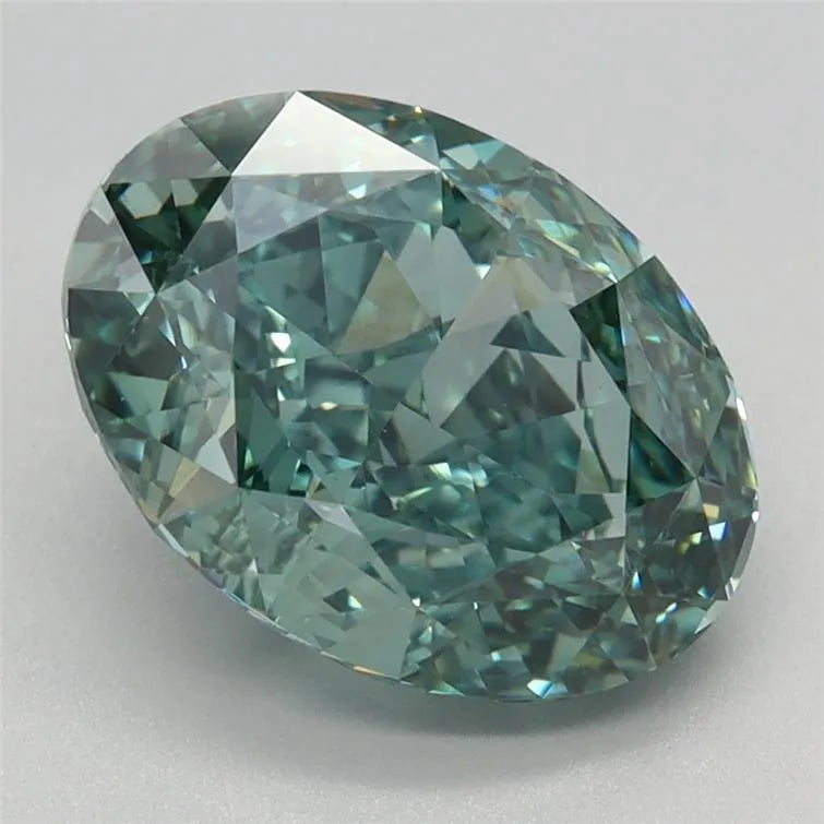 3.07ct Oval Lab Grown Diamond (Colour Fancy Vivid Green, Clarity VVS2, IGI Certified)